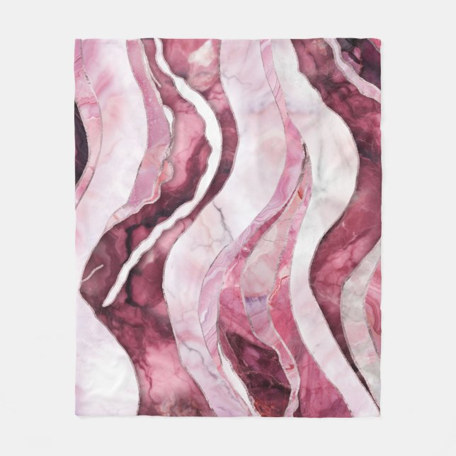 Couverture Polaire Vagues - Marbre rose Abstrait (Devant)