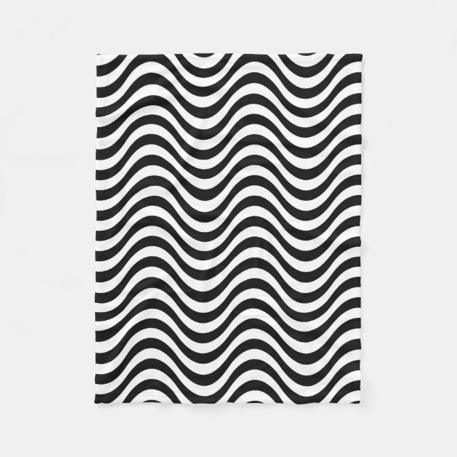 Couverture Polaire Vagues noires et blanches (Devant)