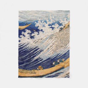Couverture Polaire Vagues océaniques Hokusai Bateaux en mer