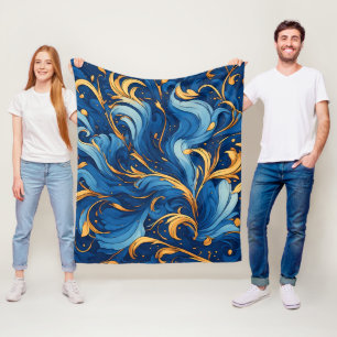 Couverture Polaire Vagues royales de fantaisie Tourbillons de bleu et