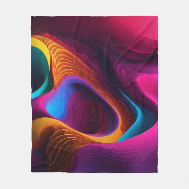 Couverture Polaire Vagues vibrantes de couleur (Devant)