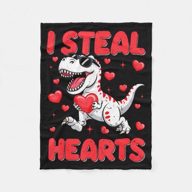 Couverture Polaire Valentine I Steal Hearts Trex Dino Toddler Kids Ba (Devant)
