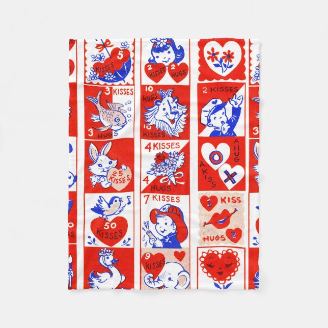 Couverture Polaire Valentine Retro Love Hugs Motif (Devant)