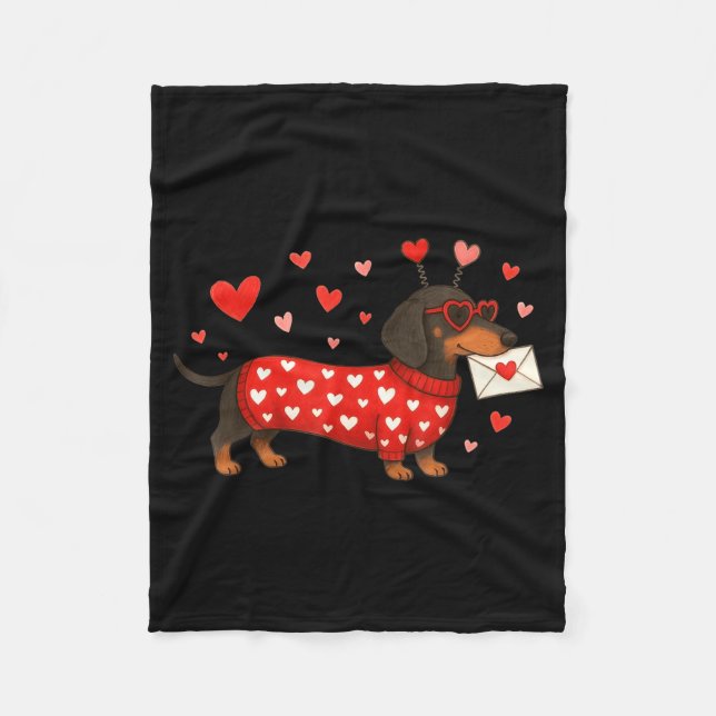 Couverture Polaire Valentine’s Day Dog Cute Dachshund Dogs For Dog Mo (Devant)