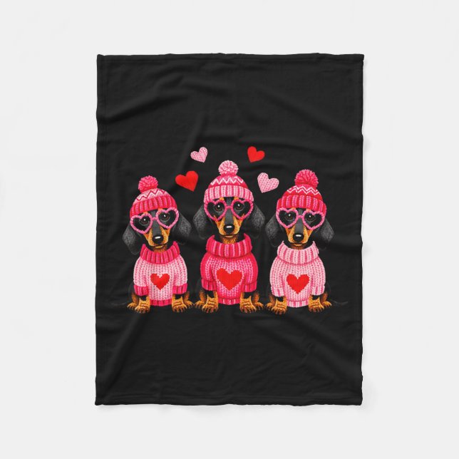Couverture Polaire Valentine’s Day Dog Cute Dachshund Dogs For Dog Mo (Devant)