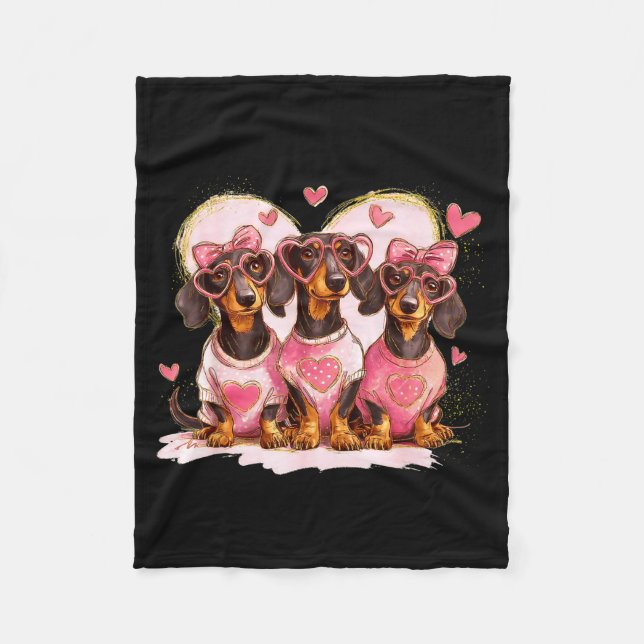 Couverture Polaire Valentine’s Day Dog Cute Dachshund Dogs For Dog Mo (Devant)