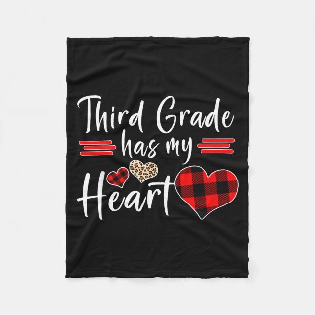 Couverture Polaire Valentine’s Day Third Grade Has My Heart Plaid Tea (Devant)