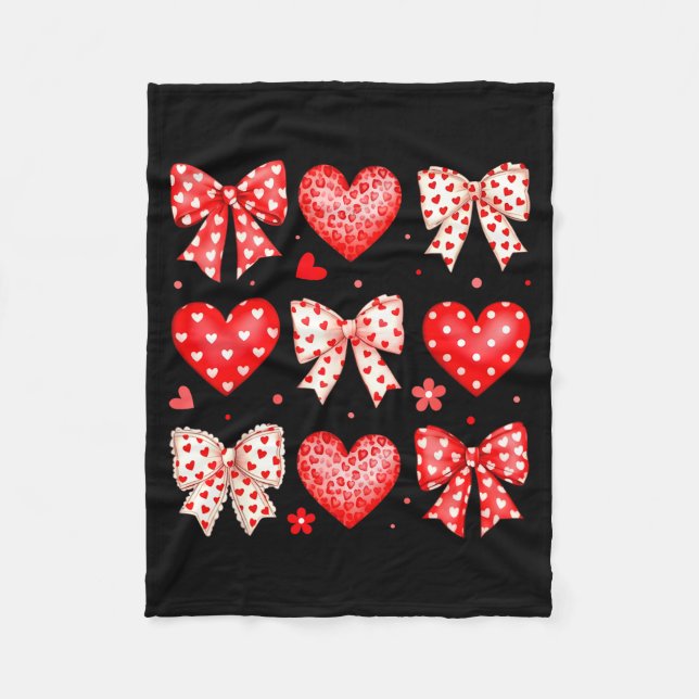 Couverture Polaire Valentines Day Coquette Bow Hearts Leopard Women G (Devant)