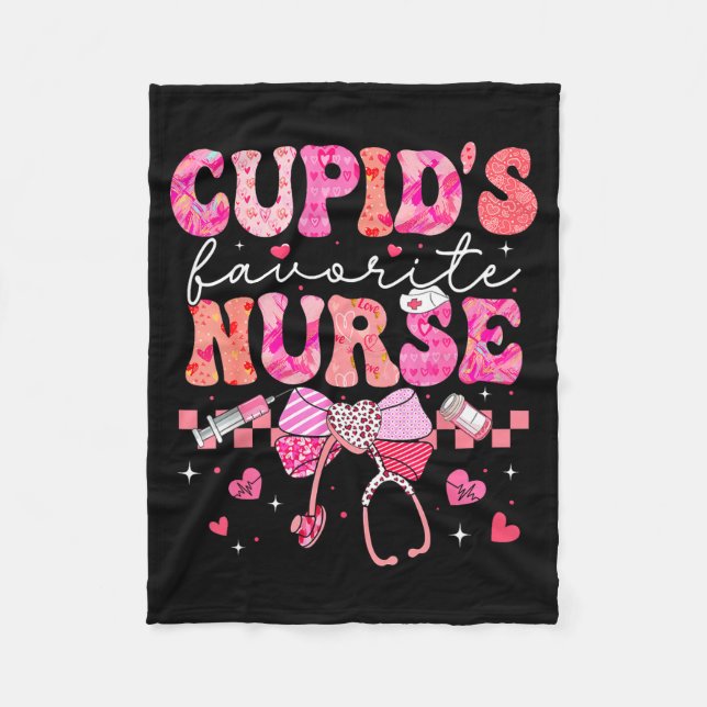 Couverture Polaire Valentines Day Cud’s Favorite Nurse Heart Girl Wom (Devant)