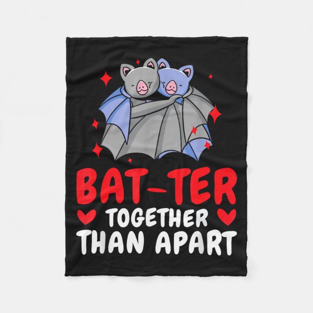 Couverture Polaire Valentine's Day Cuddling Cute Bats Couple Bat Vale (Devant)