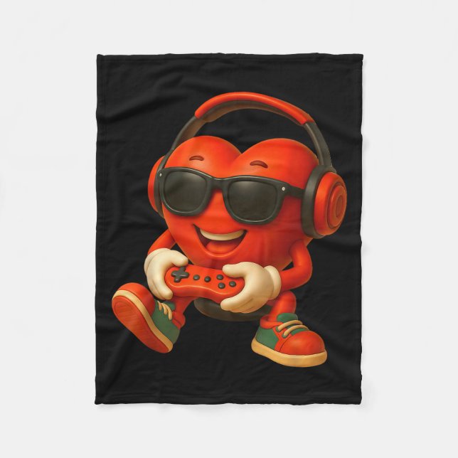 Couverture Polaire Valentines Day Heart Gamer Video Gaming Boys Men K (Devant)