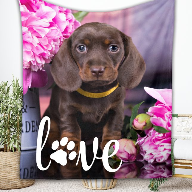 Couverture Polaire Valentines Day LOVE Personalized Pet Photo Chien (Créateur téléchargé)