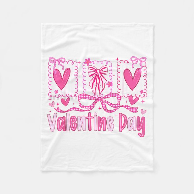 Couverture Polaire Valentines Day Preppy Hearts Coquette Bow Women Gi (Devant)
