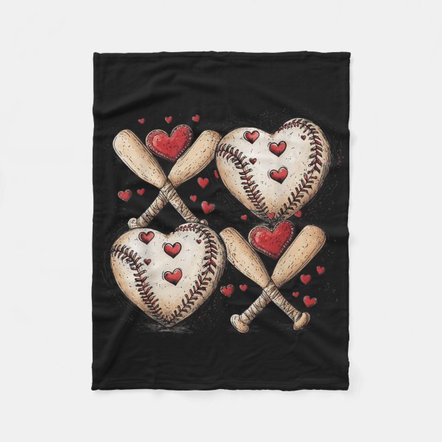 Couverture Polaire Valentines de baseball Retro Jour Xoxo Funny Kids  (Devant)