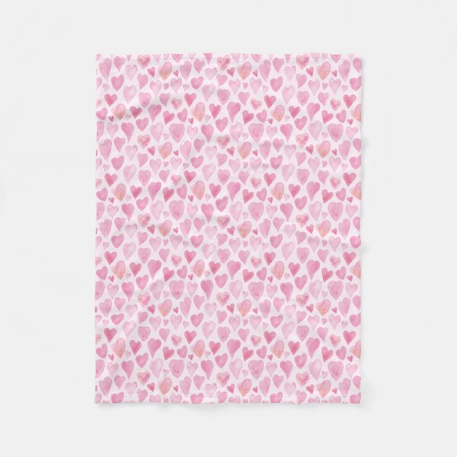 Couverture Polaire Valentines roses Jour Amour motif de coeur (Devant)