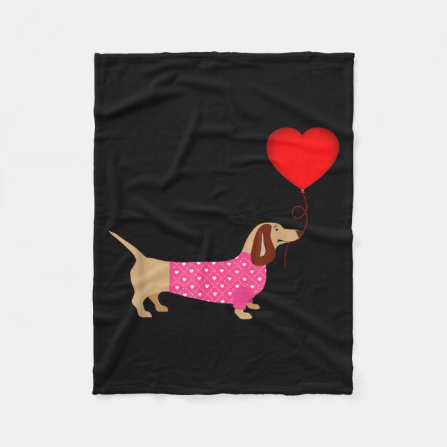 Couverture Polaire Valentines Weiner Daschund Doxie In Dog Dress  (Devant)