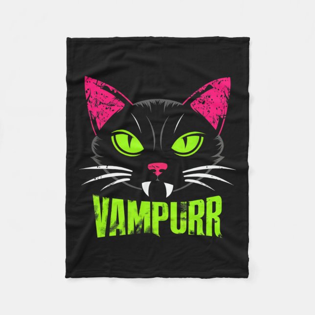 Couverture Polaire Vampurr Chat noir Chat Halloween Vampire Éffrayant (Devant)