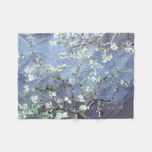 Couverture Polaire Van Gogh Almond Blossoms en acier bleu
