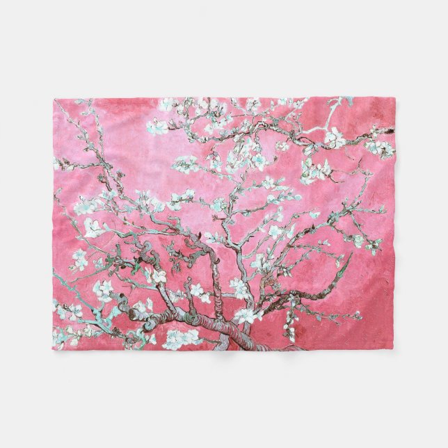 Couverture Polaire Van Gogh Almond Blossoms rose bleu (Devant (Horizontal))