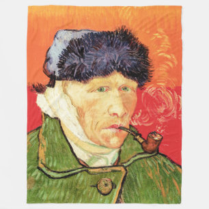 Couverture Polaire Van Gogh - Autoportrait avec l'oreille bandée et p