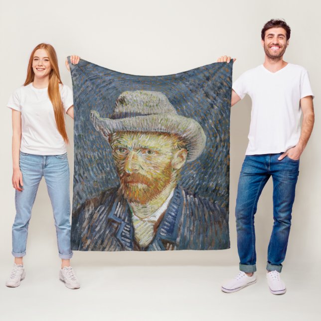 Couverture Polaire Van Gogh Autoportrait Gris Sens Casquette Peinture (En situation)
