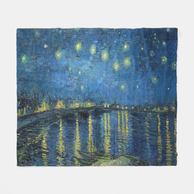 Couverture Polaire Van Gogh Nuit étoilée sur le Rhône (Devant (Horizontal))
