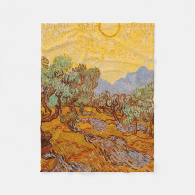 Couverture Polaire Van Gogh Olive Trees Soleil Jaune Ciel (Devant)