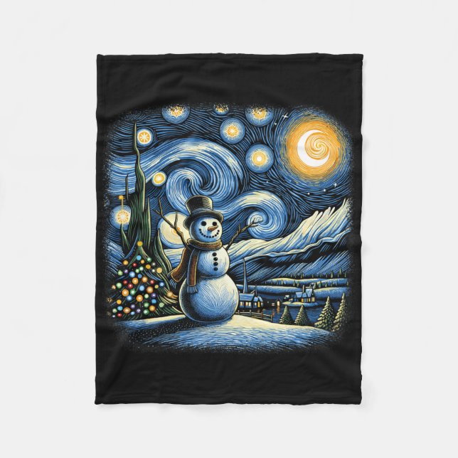 Couverture Polaire Van Gogh Starry Night Christmas Snowman Winter Sno (Devant)