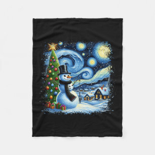 Couverture Polaire Van Gogh Starry Nuit de Noël Snowman Snowman Nigh