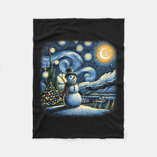 Couverture Polaire Van Gogh Starry Nuit Noël Snowman hiver Sno