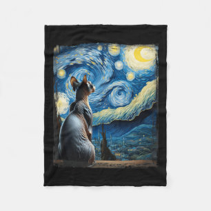 Couverture Polaire Van Gogh Starry Style de nuit Sphynx Artistique Ch