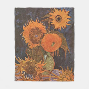 Couverture Polaire Van Gogh - Vie morte avec cinq tournesols,