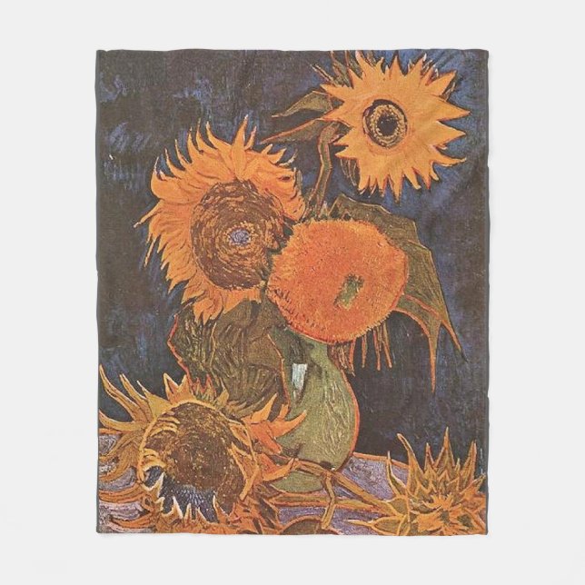 Couverture Polaire Van Gogh - Vie morte avec cinq tournesols, (Devant)