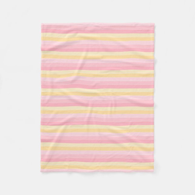 Couverture Polaire Vanille Modèle moderne rose jaune rayé (Devant)