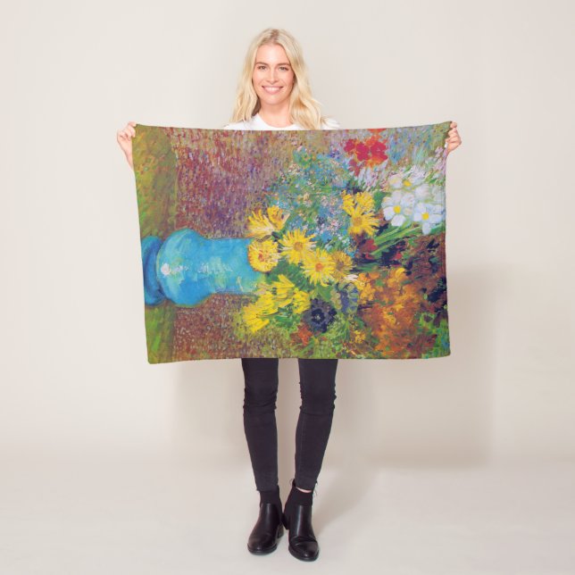 Couverture Polaire Vase avec marguerites et anémones, Van Gogh (En situation)