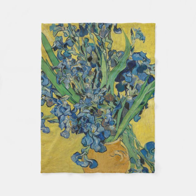 Couverture Polaire Vase Van Gogh avec Iris Classic Impressionnisme (Devant)