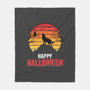 Couverture Polaire Vecteur de loup de coucher de soleil d'Halloween h