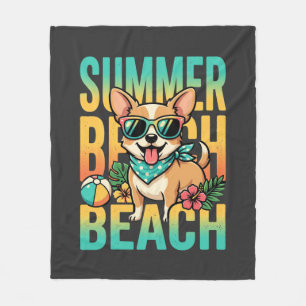 Couverture Polaire Vecteur de vacances de chien de plage d'été