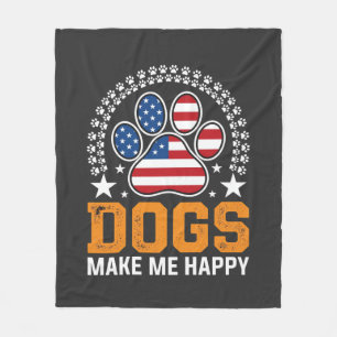 Couverture Polaire Vecteur d'empreinte de patte de chien patriotique