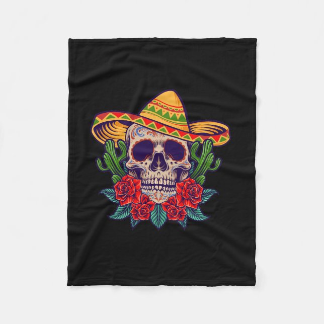 Couverture Polaire Vector cinco de mayo illustration crâne mexicaine (Devant)
