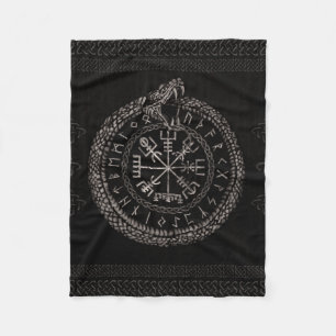Couverture Polaire Vegvisir avec Ouroboros et runes