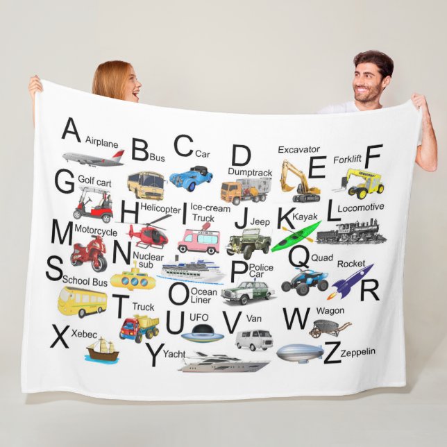 Couverture Polaire Véhicules de transport Alphabet anglais (En situation)