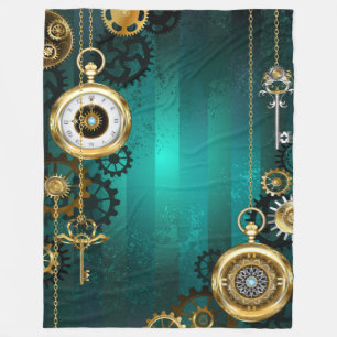 Couverture Polaire Veille bijoux Steampunk sur un Arrière - plan vert