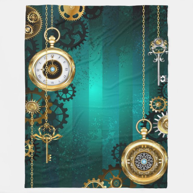 Couverture Polaire Veille bijoux Steampunk sur un Arrière - plan vert (Devant)