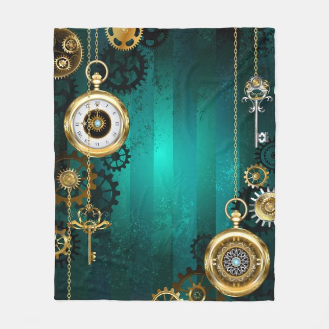 Couverture Polaire Veille bijoux Steampunk sur un Arrière - plan vert (Devant)