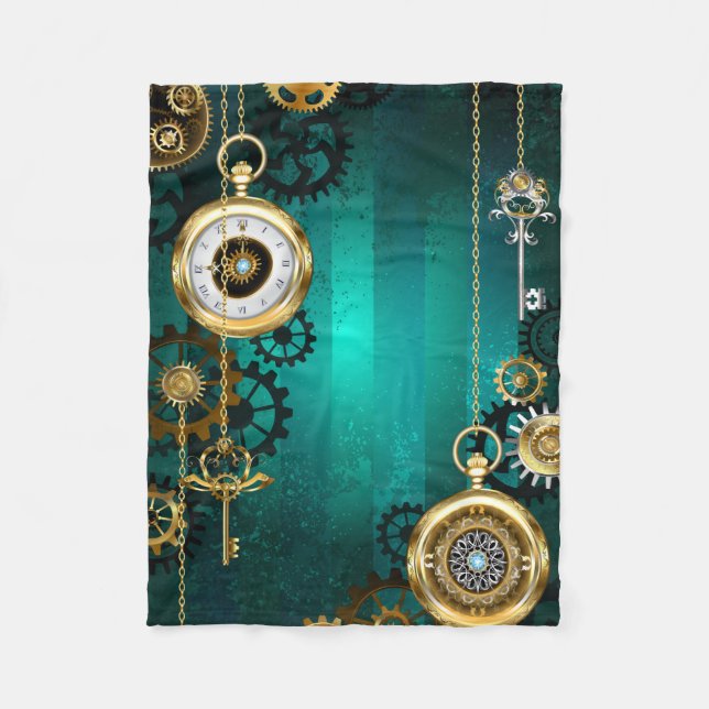 Couverture Polaire Veille bijoux Steampunk sur un Arrière - plan vert (Devant)