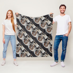 Couverture Polaire Vélo de la nuit Moto Roulette Cog, Med Fleece Blan