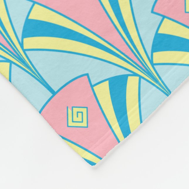 Couverture Polaire Ventilateur Art déco Miami Motif de répétition (Coin)