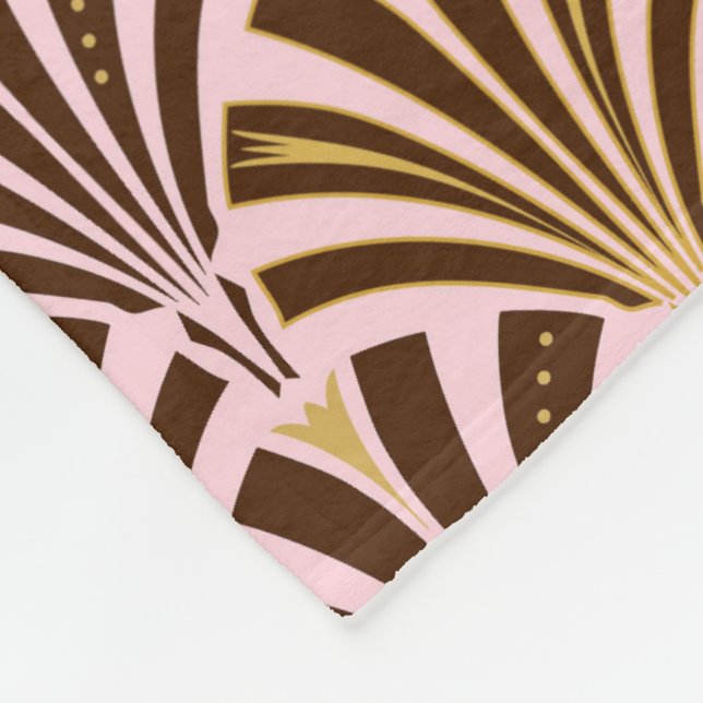 Couverture Polaire Ventilateur Art déco motif - chocolat rose (Coin)