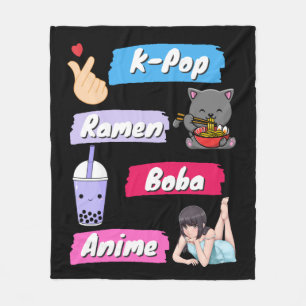 Couverture Polaire Ventilateur de culture K-Pop, Ramen, Boba et Anime